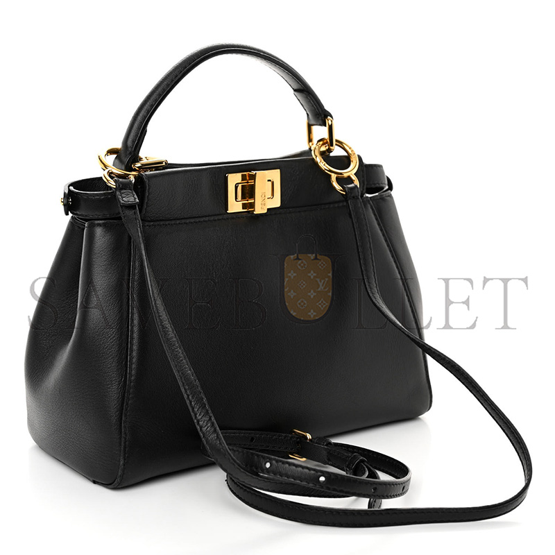 FENDI FF NAPPA MINI PEEKABOO ICONIC SATCHEL BLACK (23*18*11cm) 